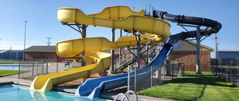 Slides at pool